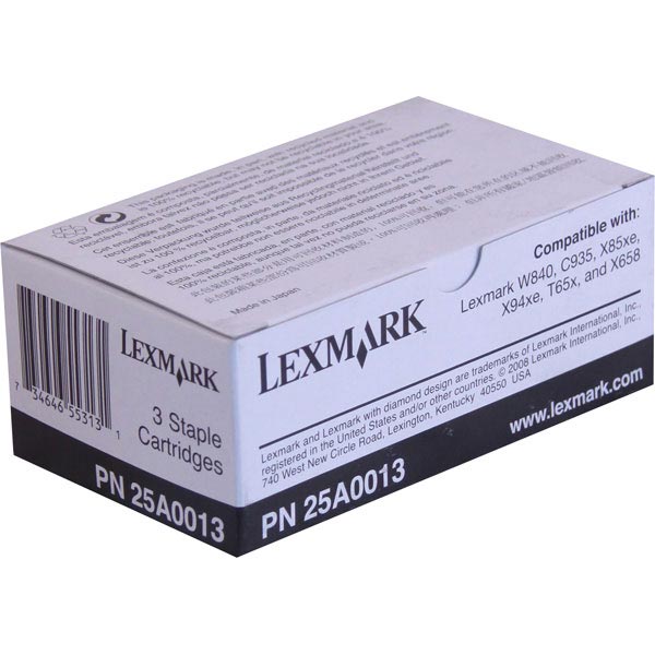 Lexmark 25A0013 OEM Staple Cartridge (3 Ctg/Box)