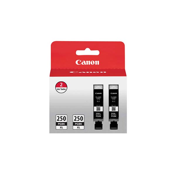 Canon 6432B004 (PGI-250XL) Black OEM High Yield Ink Cartridge (Twin Pack)