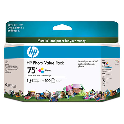 HP CG501AN (HP 75) Tri-Color OEM Inkjet Cartridge (Value Pack)