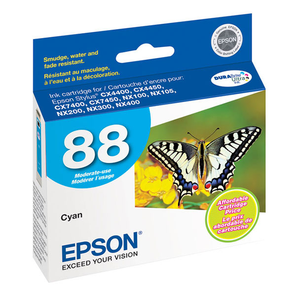 Epson T088220 (Epson 88) Cyan OEM Inkjet Cartridge