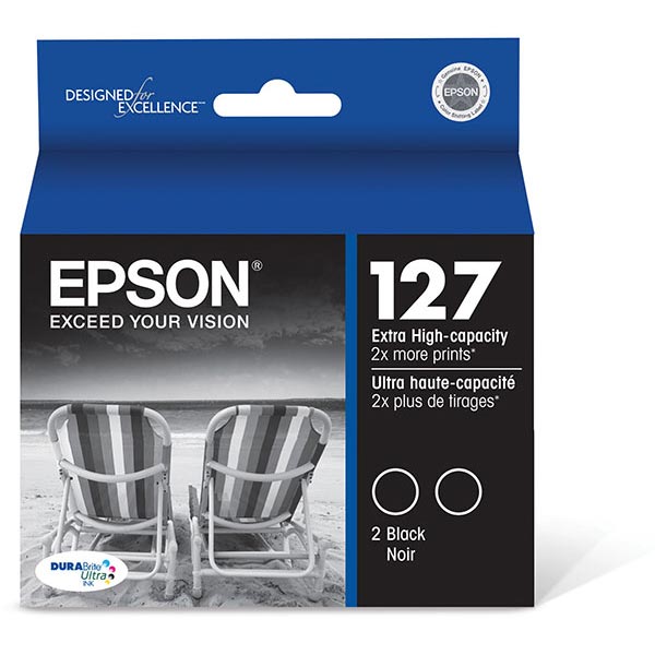 Epson T127120D2 (Epson 127) Black OEM Extra High Yield Ultra Inks (2 each)