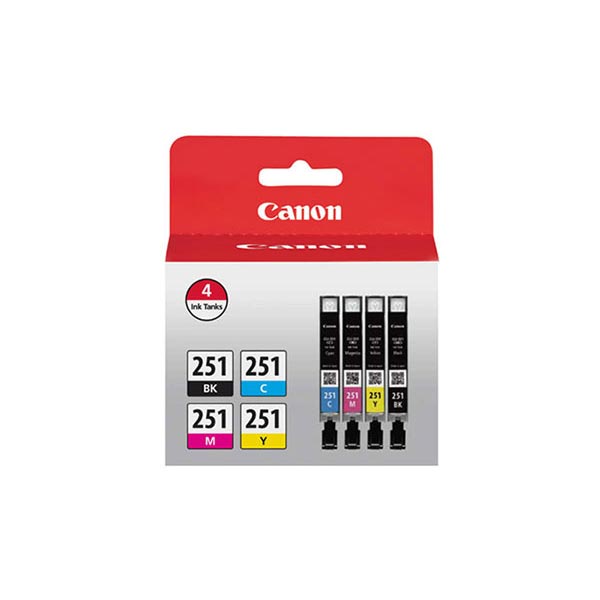 Canon 6513B004 (CLI-251) Black/Cyan/Magenta/Yellow OEM Ink Combo Pack (Combo Pack)
