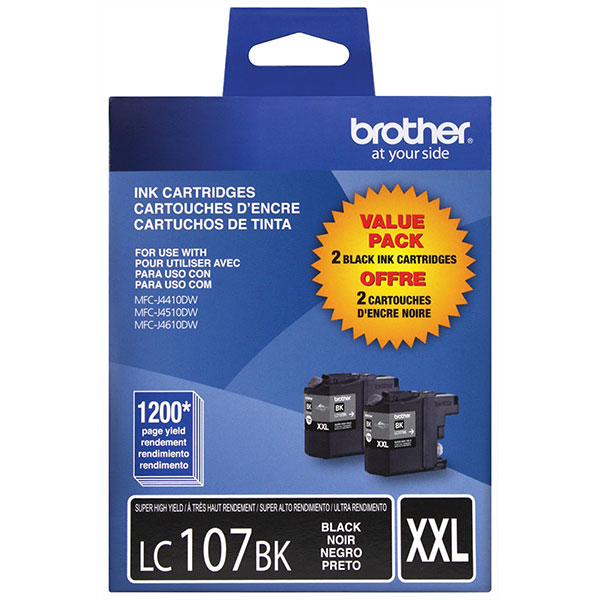 Brother LC-1072PKS Black OEM Super High Yield Ink Cartridges (Dual Pack)