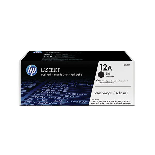 HP Q2612AD (HP 12A) Black OEM Laser Toner Cartridges (Dual Pack)
