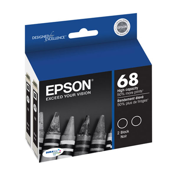 Epson T068120-D2 (Epson 68) Black OEM Ultra High Yield Ink Cartridge (Dual Pack)